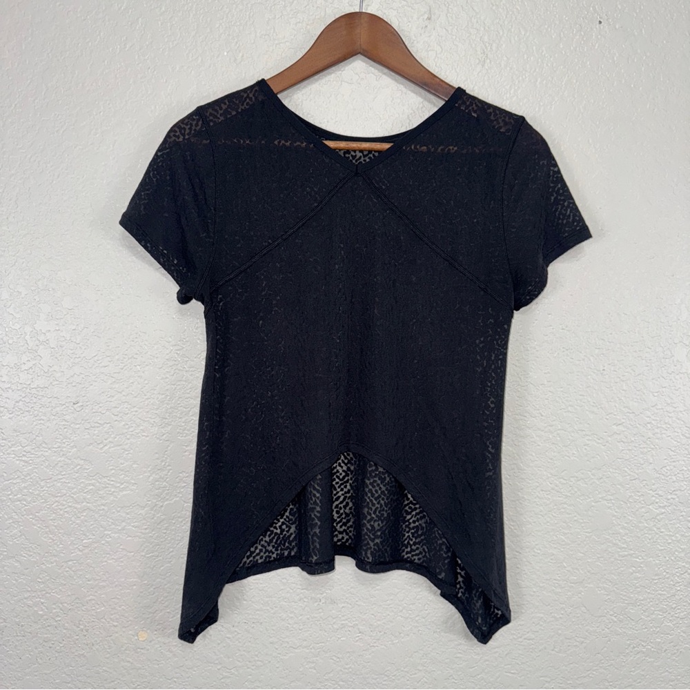 Lululemon Athletica Black Short Sleeve Top Women Small‎ Sheer Casual Flowy #cc